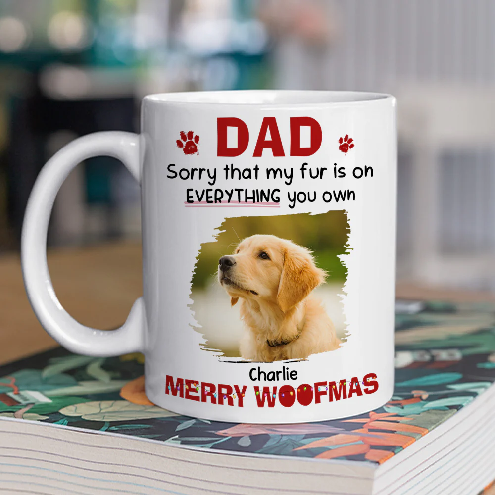 Merry Woofmas Mom Dad Photo - Personalized Custom Coffee Mug - Image 2