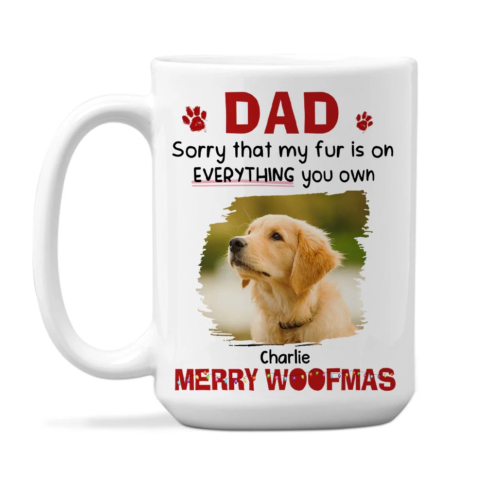 Merry Woofmas Mom Dad Photo - Personalized Custom Coffee Mug - Image 3