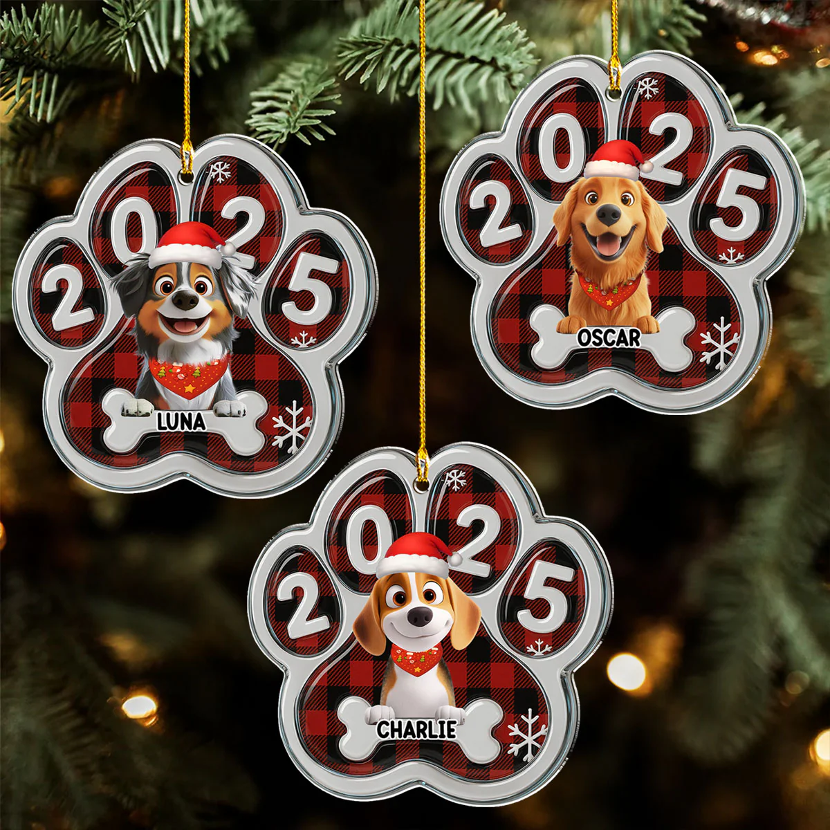 Merry Woofmas People - Personalized Custom Acrylic Ornament - Image 5