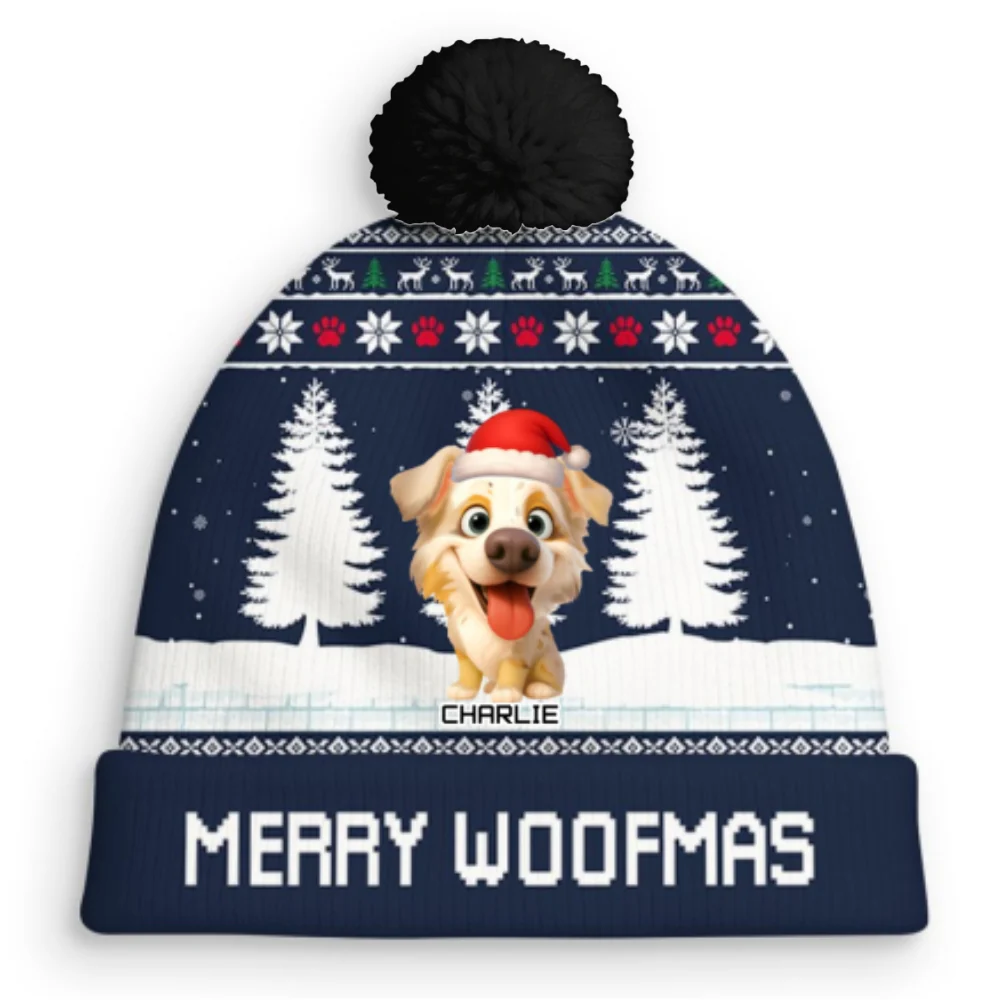 Merry Woofmas - Personalized Custom Bobble Beanie Hat - Image 7