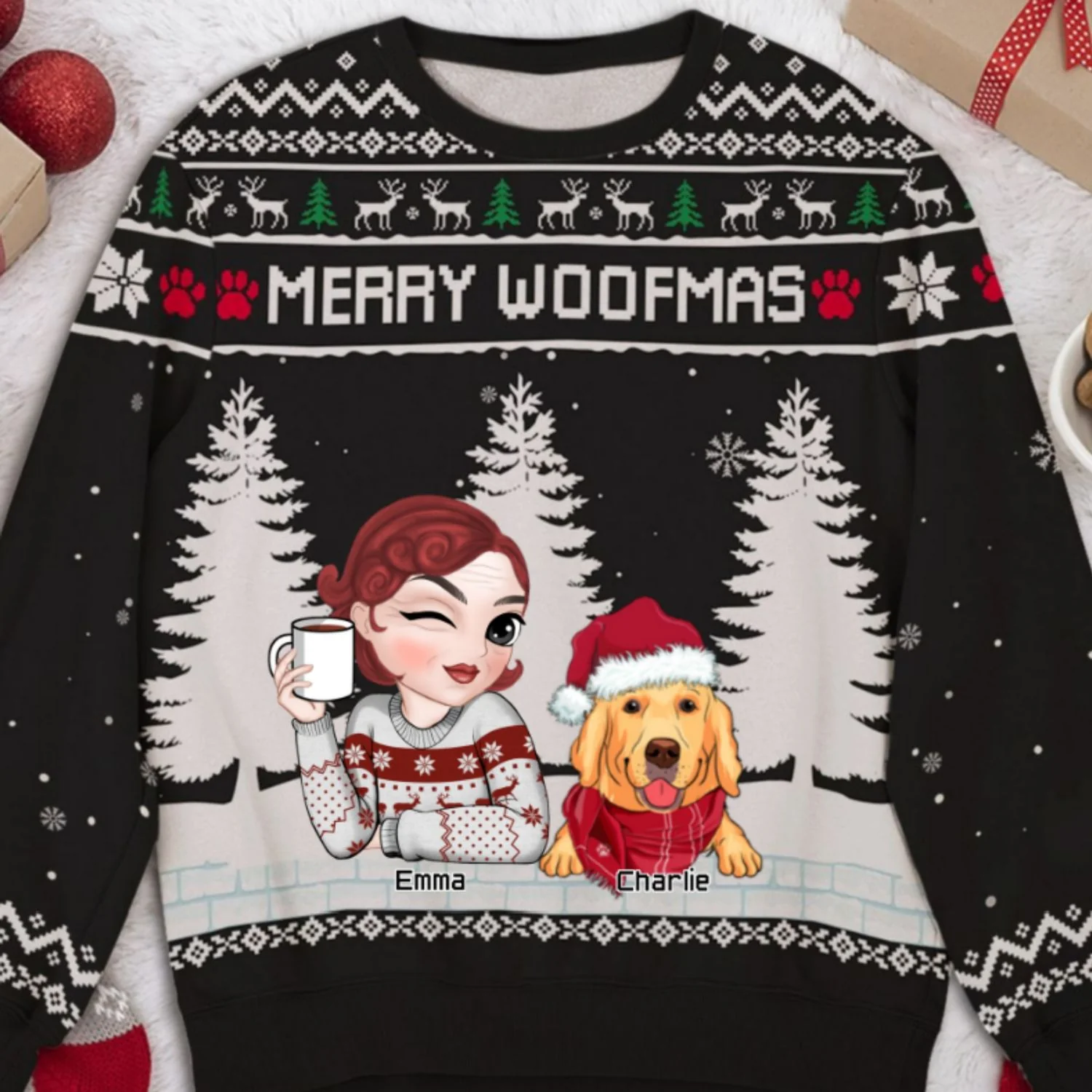 Merry Woofmas To My Mom Dad -  Personalized Custom All-Over-Print Sweatshirt - Image 5