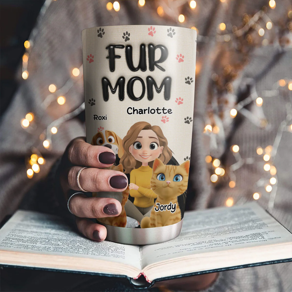 Mom Love Fur Baby The Most - Personalized Custom 3D Inflated Effect Tumbler - Image 4