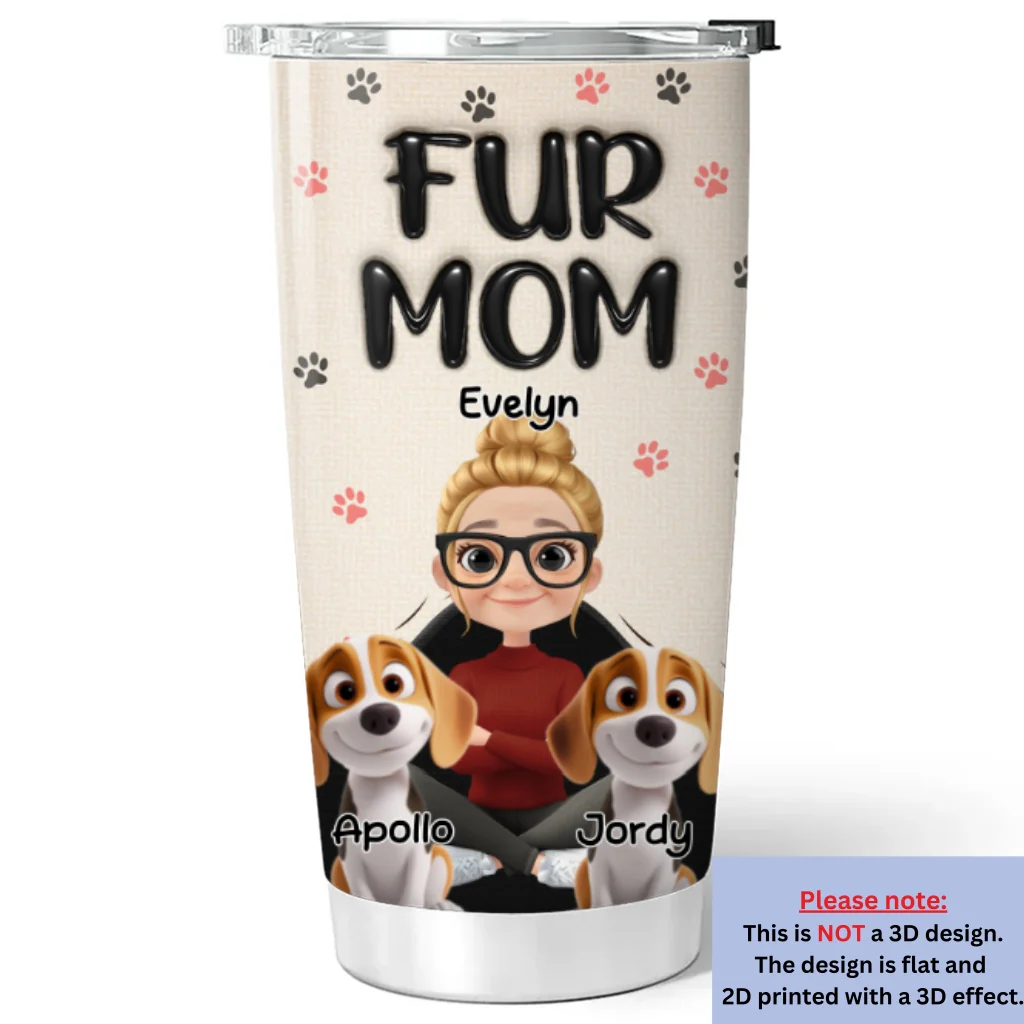 Mom Love Fur Baby The Most - Personalized Custom 3D Inflated Effect Tumbler - Image 5