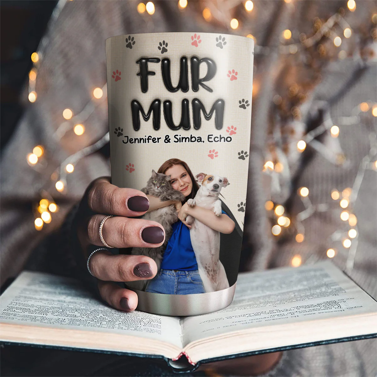 Mom Love Fur Baby The Most Photo - Personalized Custom 3D Inflated Effect Tumbler - Image 2