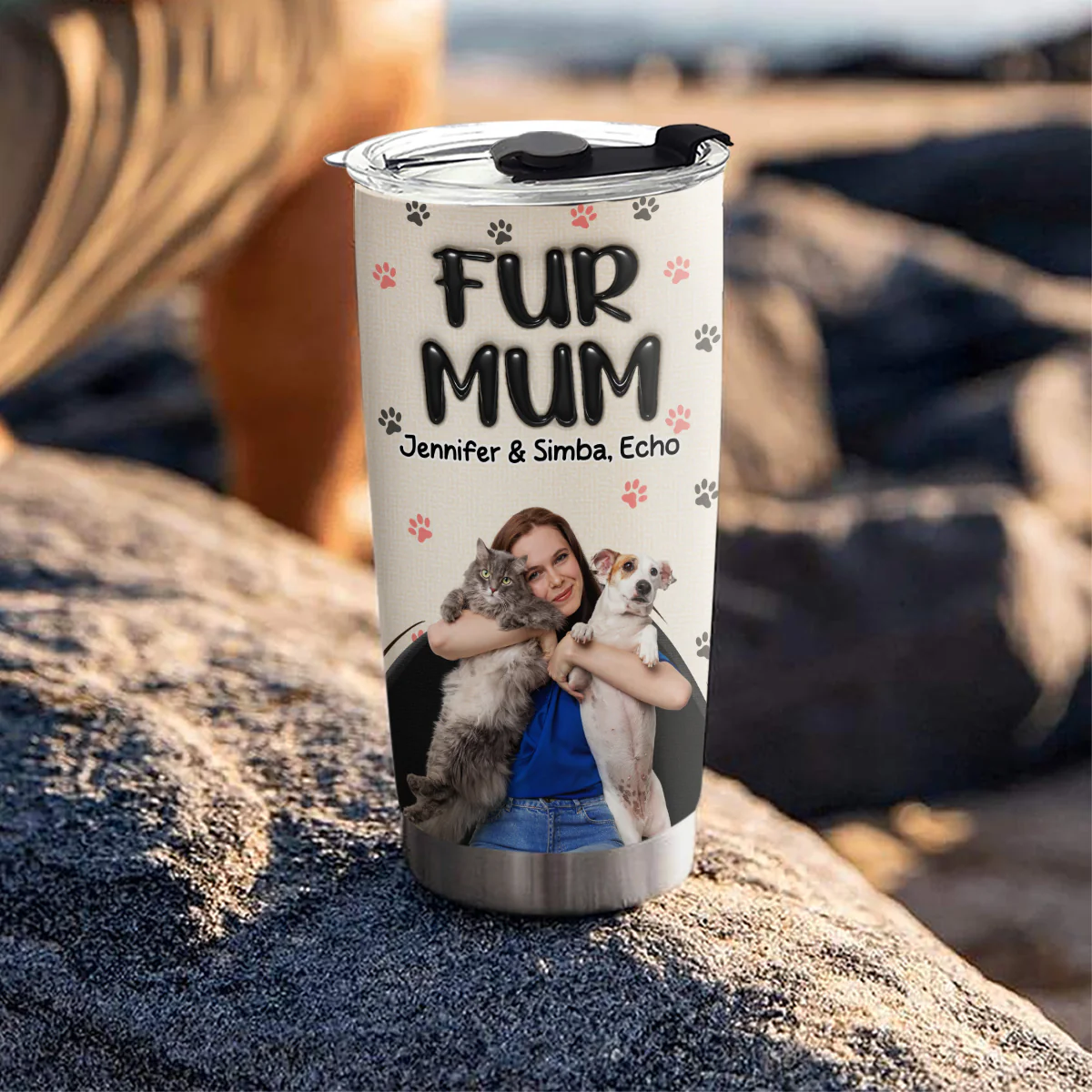 Mom Love Fur Baby The Most Photo - Personalized Custom 3D Inflated Effect Tumbler - Image 3
