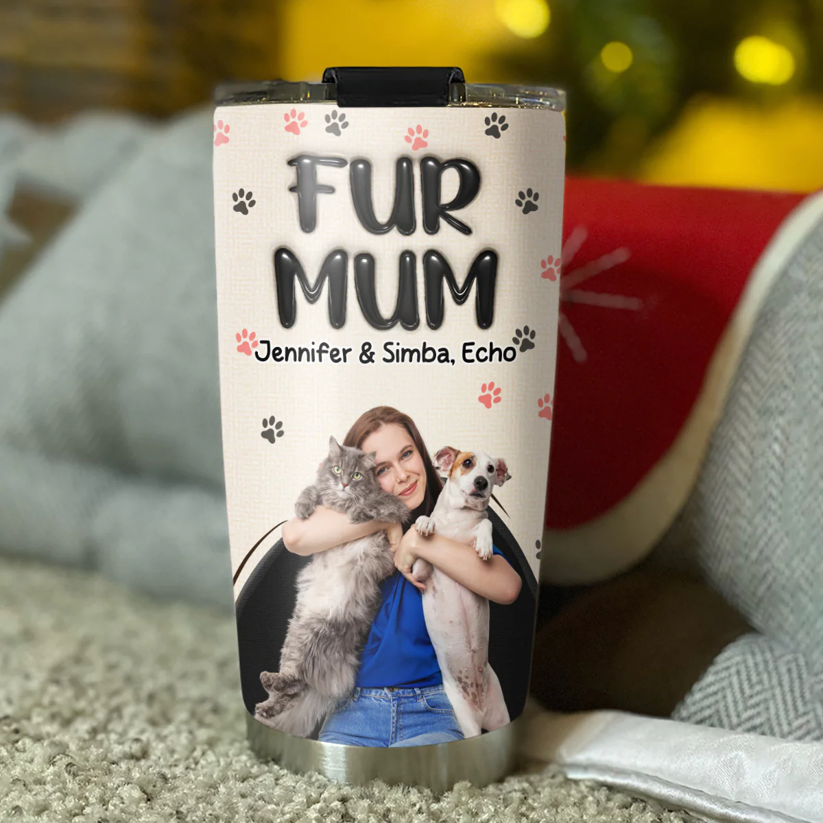 Mom Love Fur Baby The Most Photo - Personalized Custom 3D Inflated Effect Tumbler - Image 4