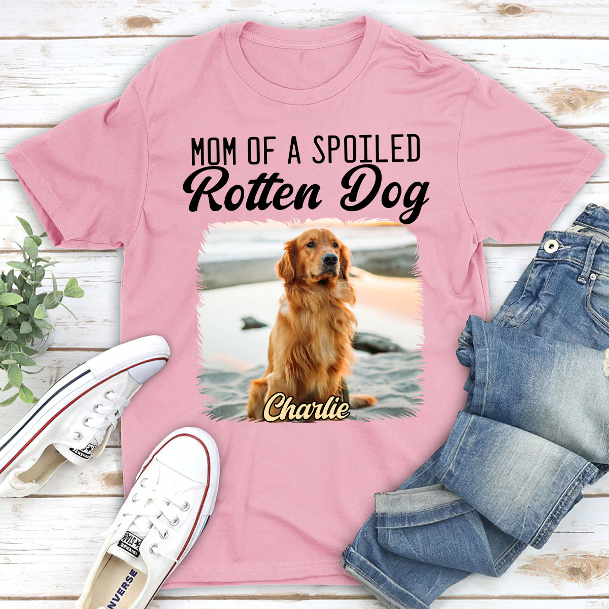 Mom Loved By Dogs Photo - Personalized Custom Unisex T-Shirt - Image 3
