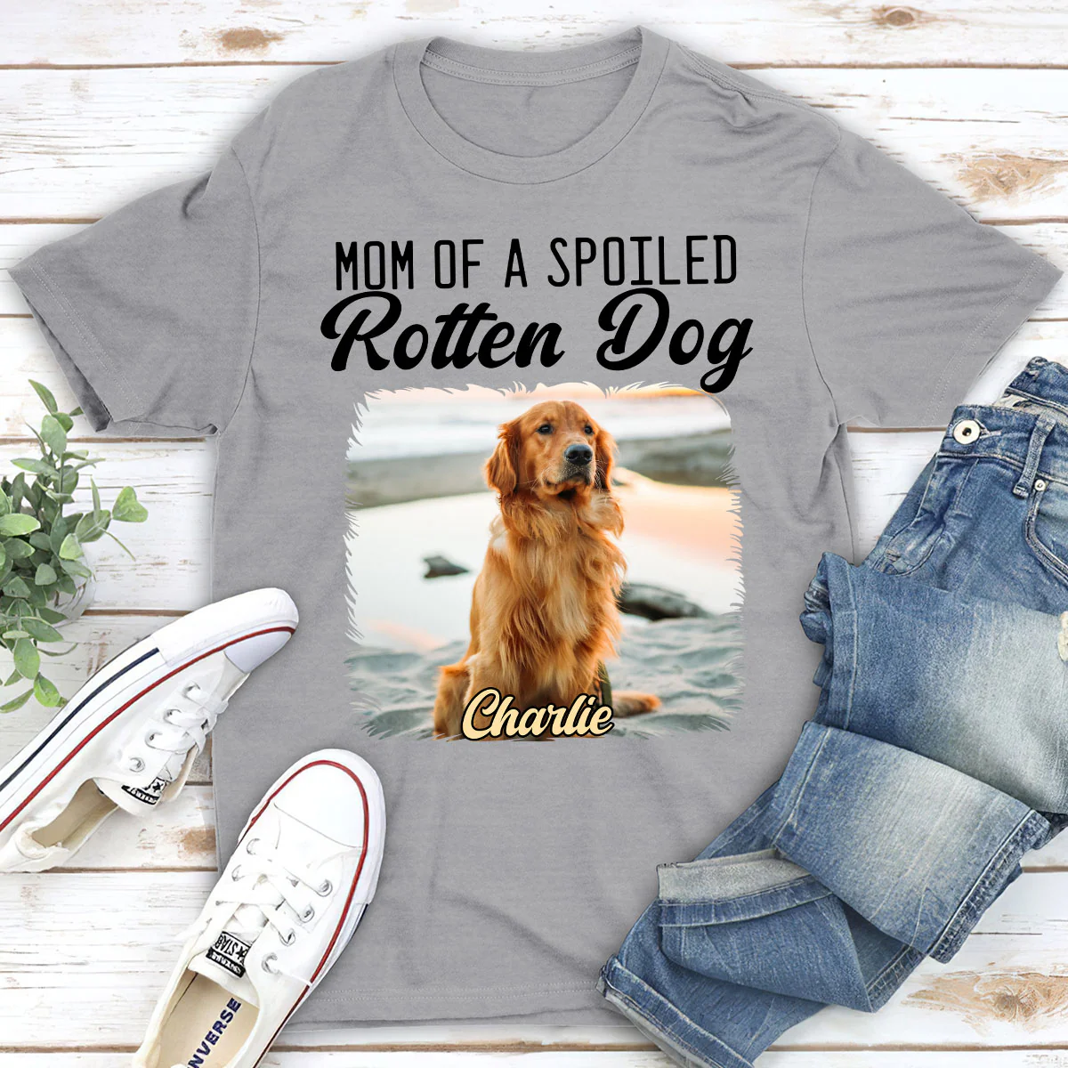 Mom Loved By Dogs Photo - Personalized Custom Unisex T-Shirt - Image 4