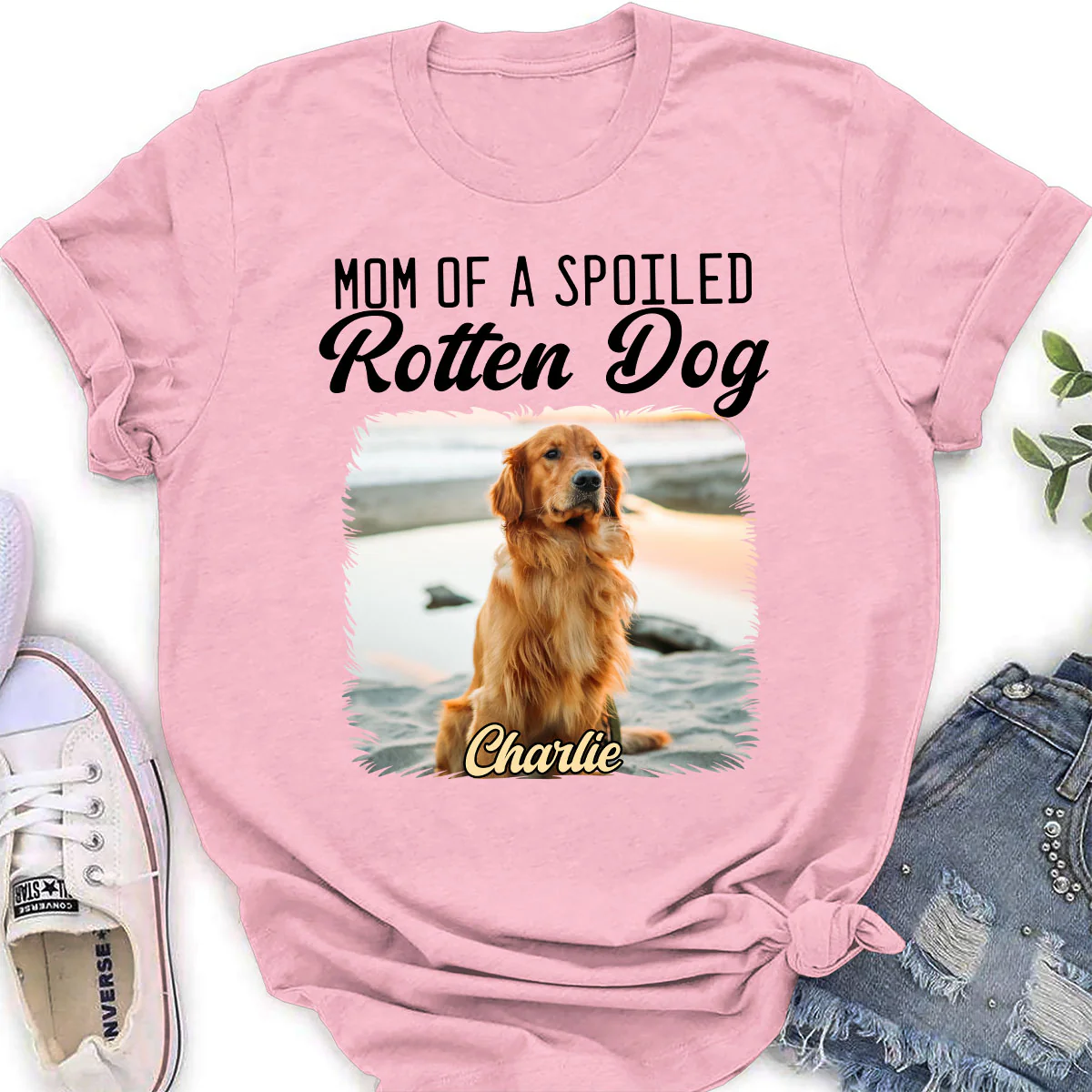 Mom Loved By Dogs Photo - Personalized Custom Women's T-Shirt - Image 3
