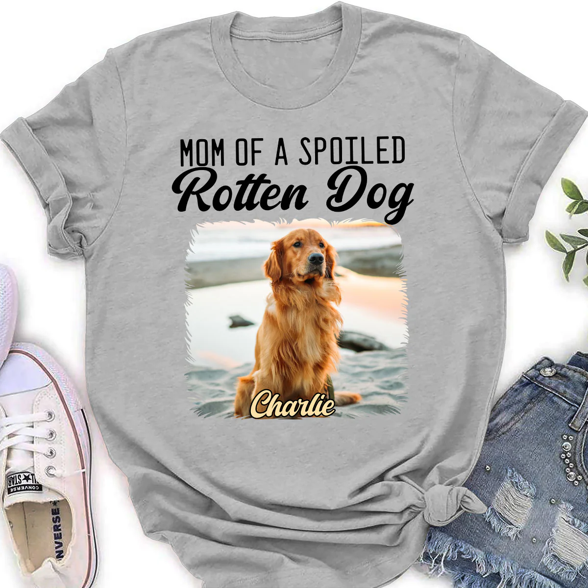 Mom Loved By Dogs Photo - Personalized Custom Women's T-Shirt - Image 4