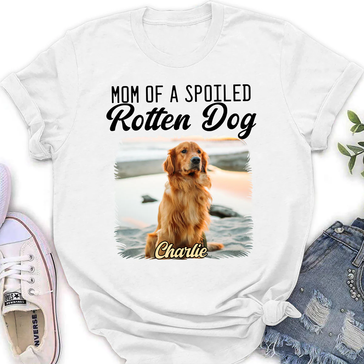 Mom Loved By Dogs Photo - Personalized Custom Women's T-Shirt - Image 5