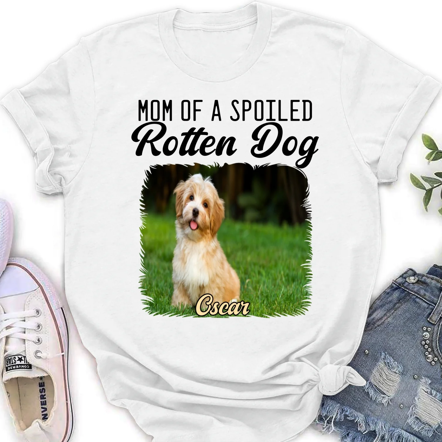 Mom Loved By Dogs Photo - Personalized Custom Women's T-Shirt - Image 6