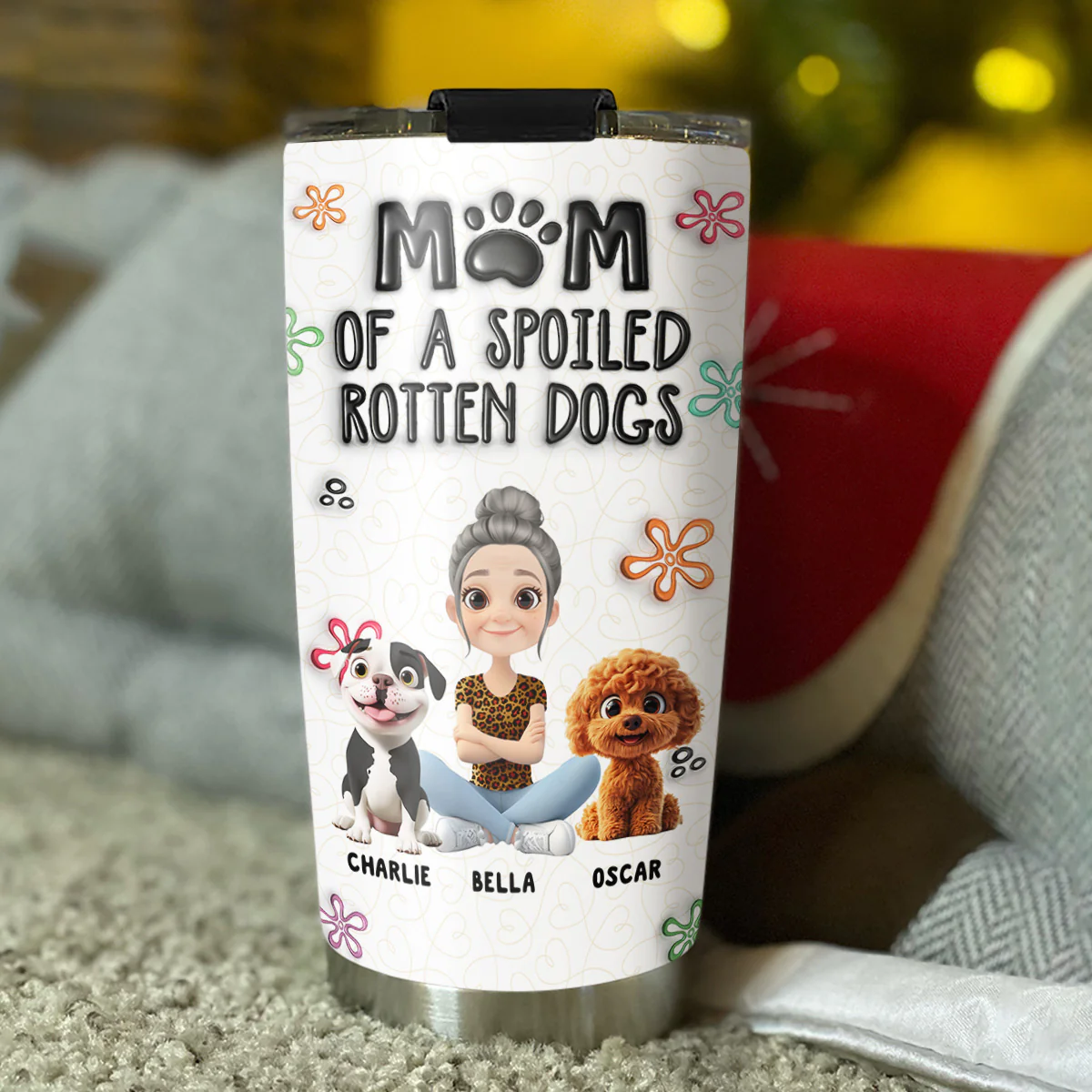Mom Of A Spoiled Rotten Dog - Personalized Custom 3D Inflated Effect Tumbler - Image 2