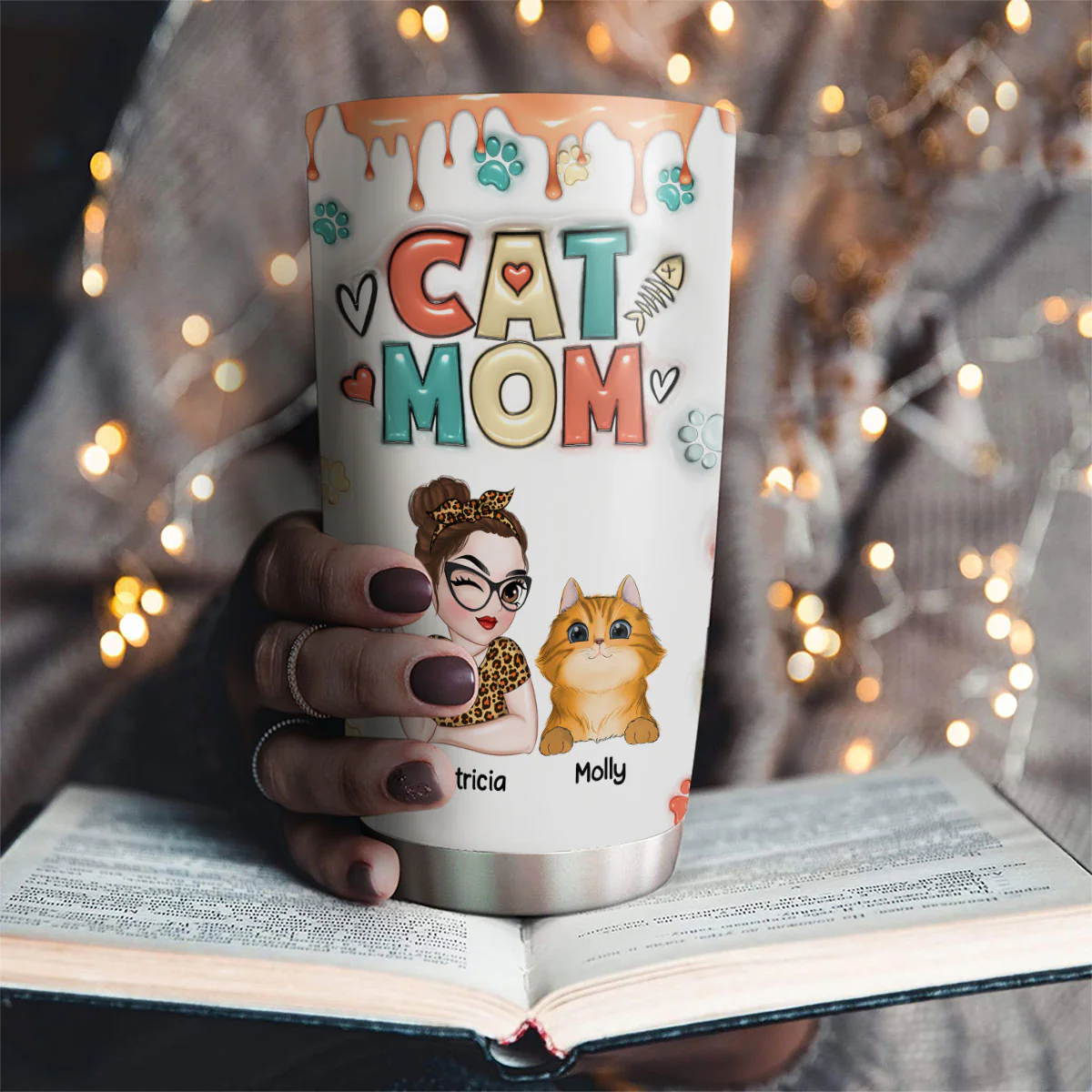 Mom Of Cats - Personalized Custom 3D Inflated Effect Tumbler - Image 2