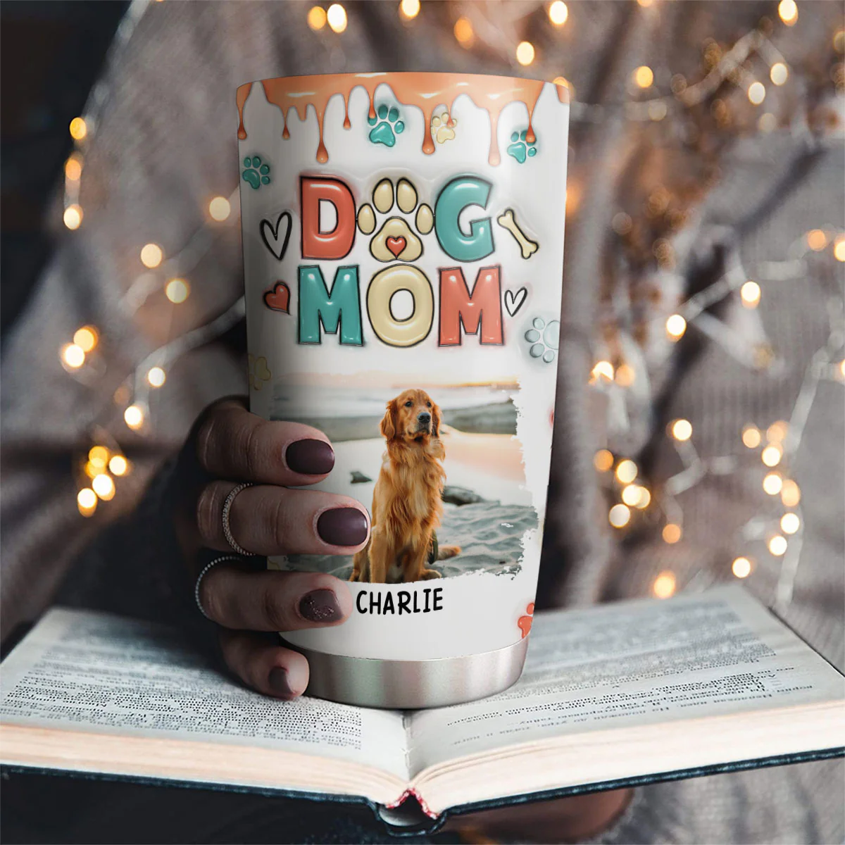 Mom Of Dogs Photo - Personalized Custom 3D Inflated Effect Tumbler - Image 2