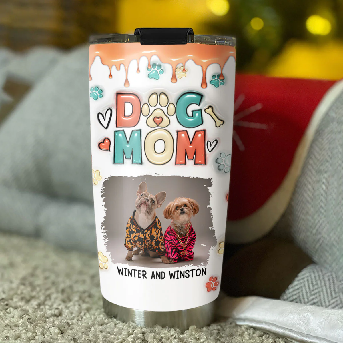 Mom Of Dogs Photo - Personalized Custom 3D Inflated Effect Tumbler - Image 4