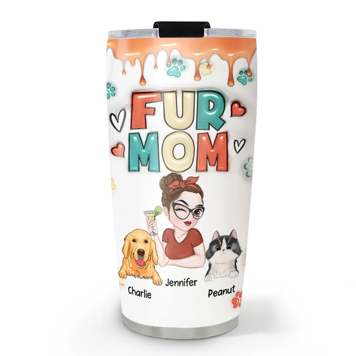 Mom Of Pet - Personalized Custom 3D Inflated Effect Tumbler