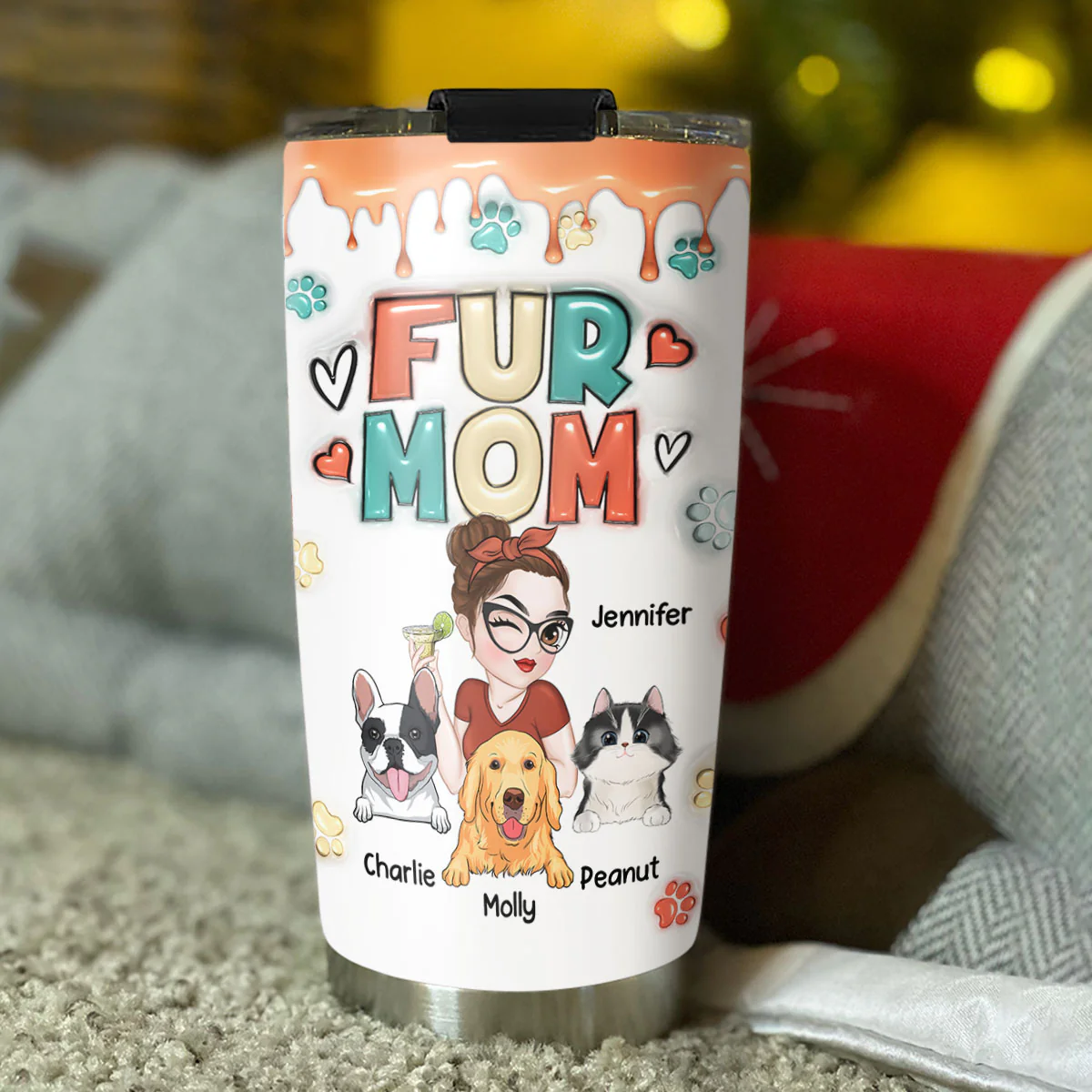 Mom Of Pet - Personalized Custom 3D Inflated Effect Tumbler - Image 3