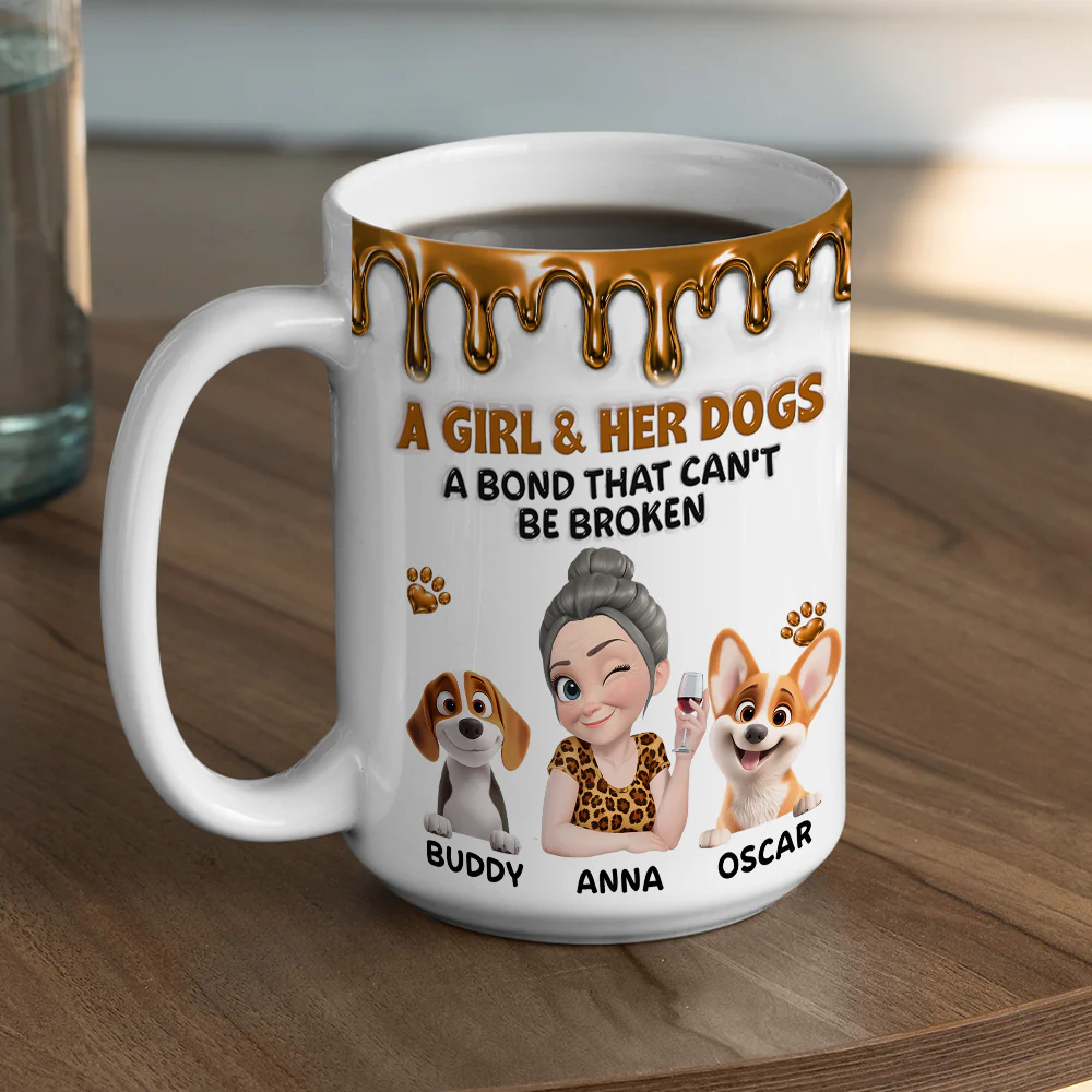 Mommy And Her Rotten Dogs - Personalized Custom 3D Effect Coffee Mug - Image 5
