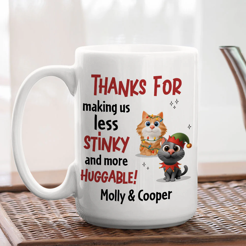 More And More Huggable Cat Christmas Ver - Personalized Custom Coffee Mug - Image 3