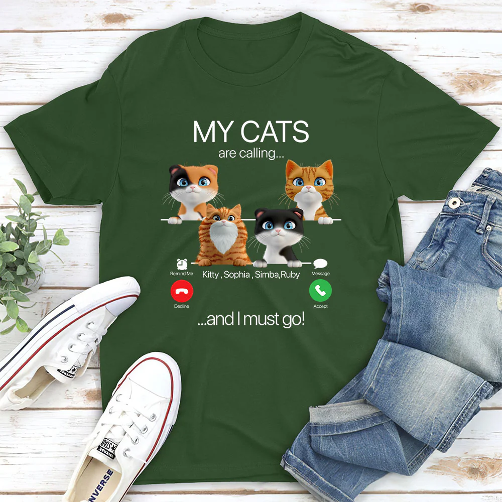 My Cat Is Calling - Personalized Custom Unisex T-shirt - Image 5