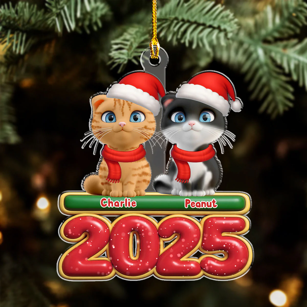 My Cat Is Here - Personalized Custom Acrylic Ornament - Image 2