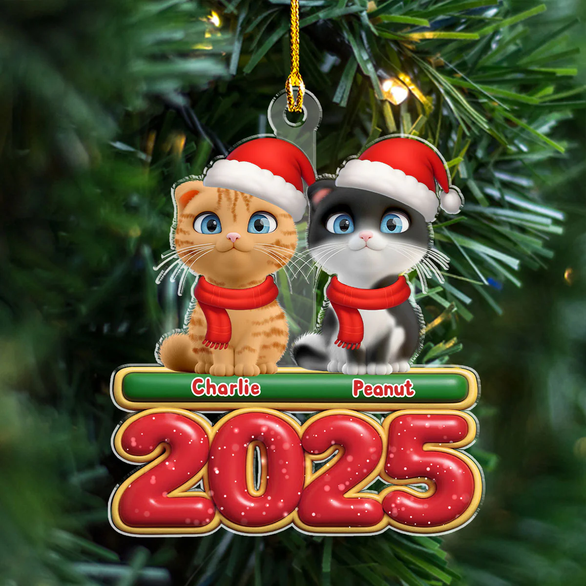 My Cat Is Here - Personalized Custom Acrylic Ornament - Image 3