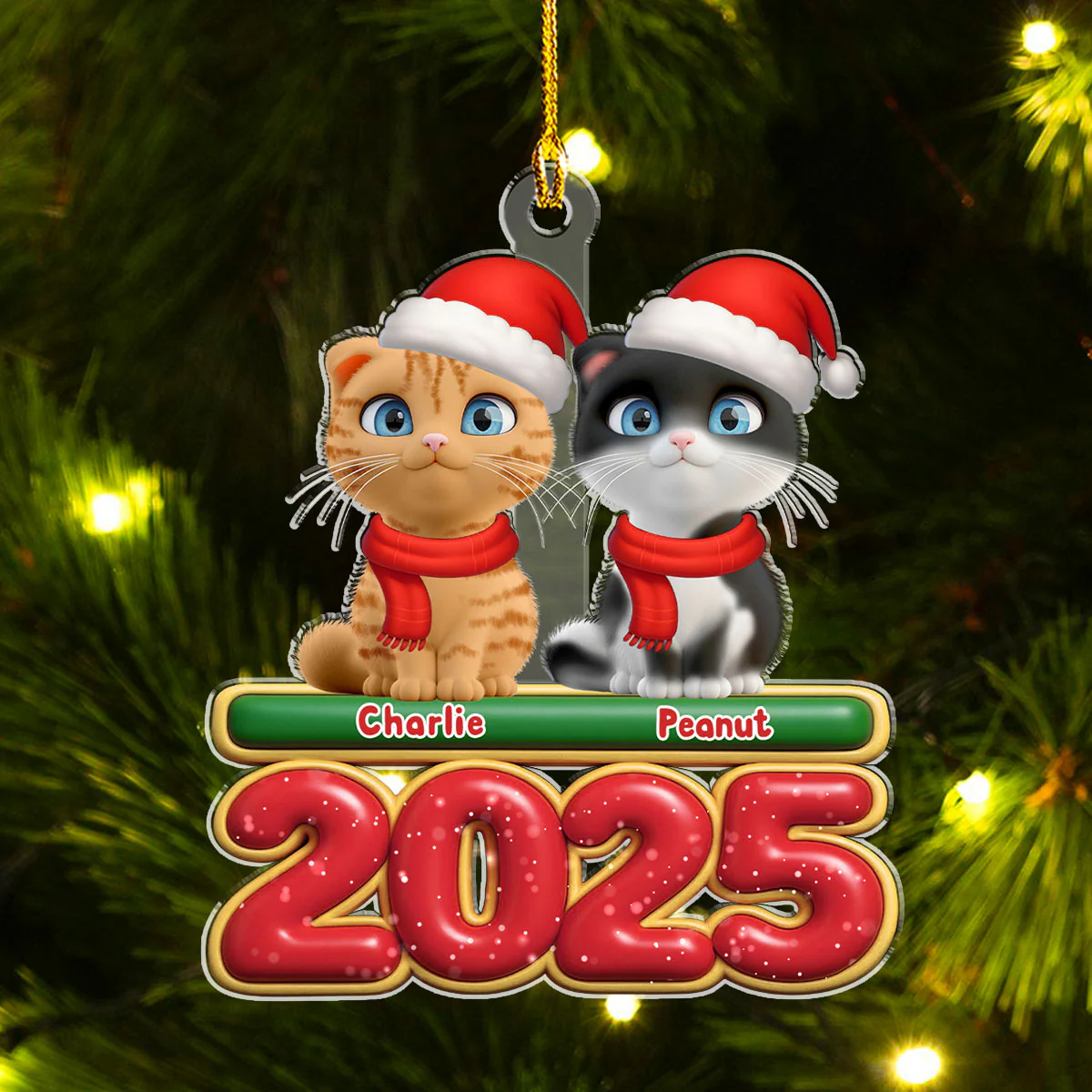 My Cat Is Here - Personalized Custom Acrylic Ornament - Image 4