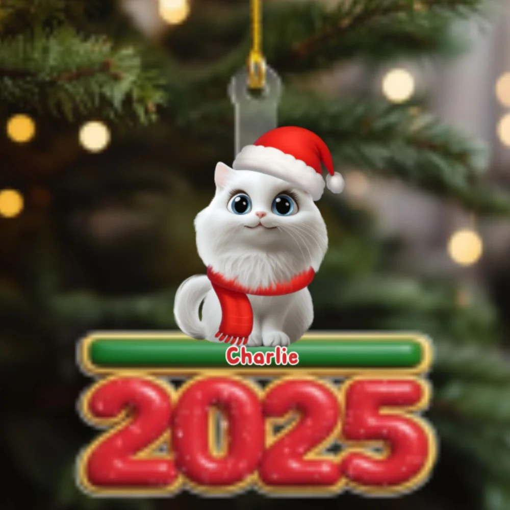My Cat Is Here - Personalized Custom Acrylic Ornament - Image 7