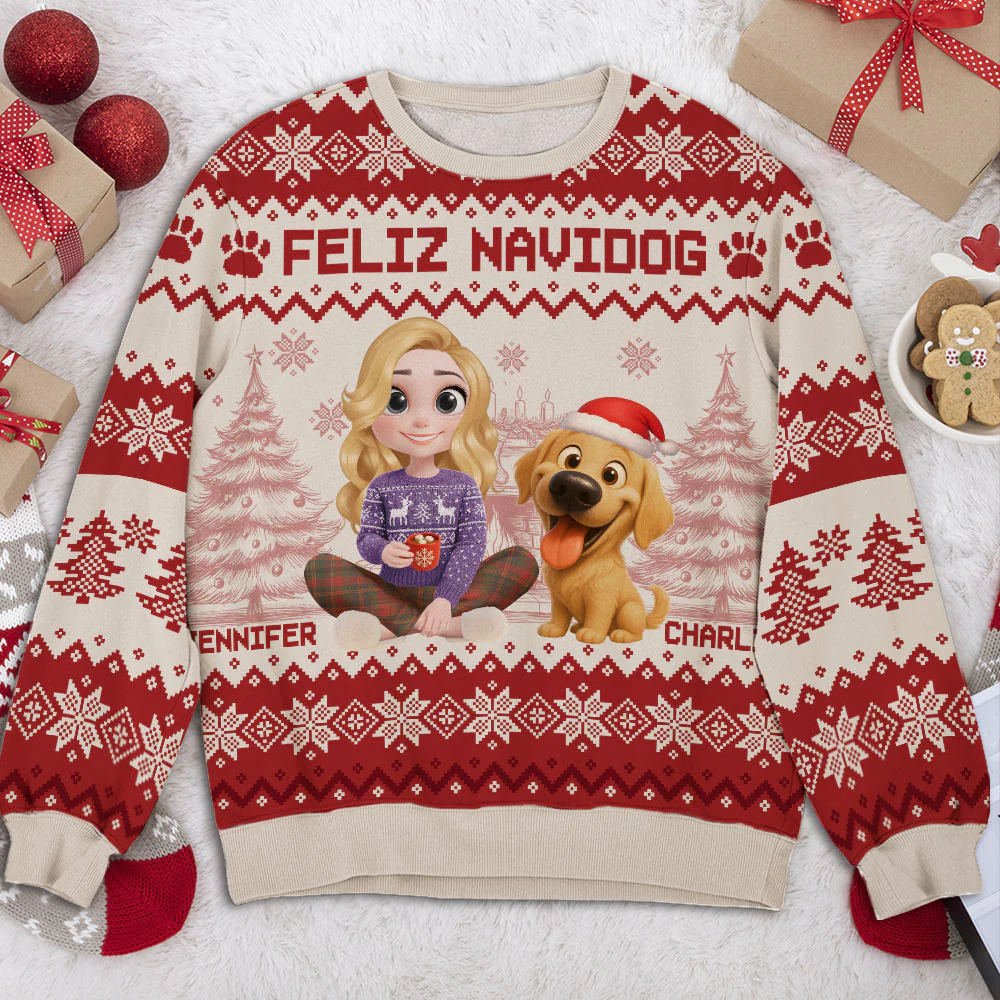 My Christmas Baby Dog - Personalized Custom All-Over-Print Sweatshirt