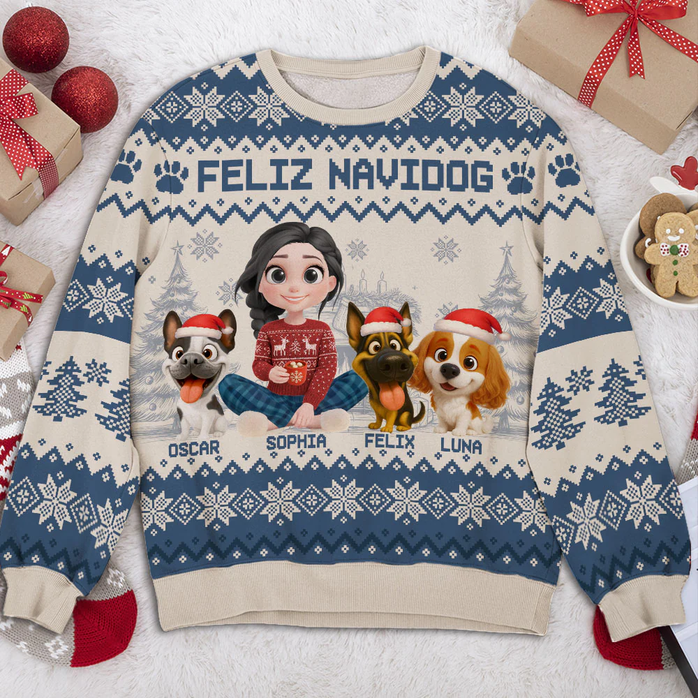 My Christmas Baby Dog - Personalized Custom All-Over-Print Sweatshirt - Image 3