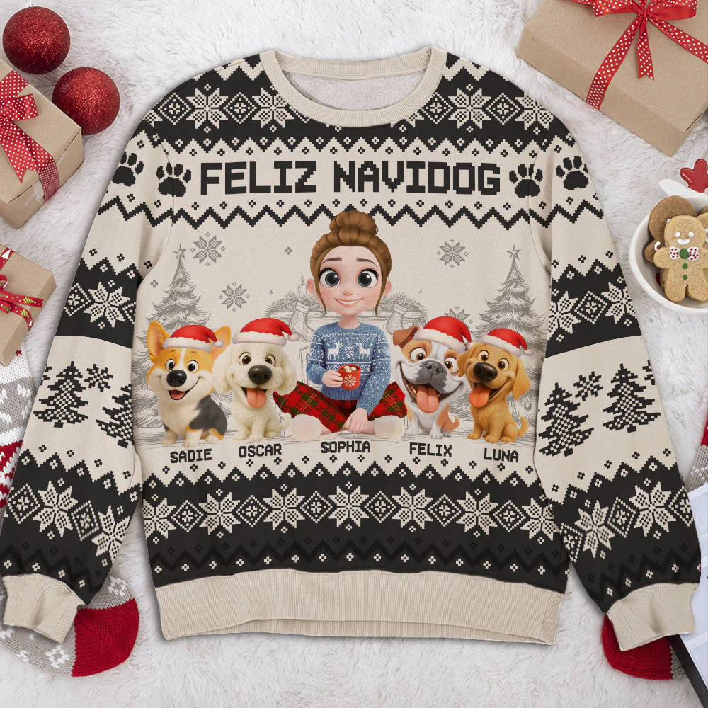 My Christmas Baby Dog - Personalized Custom All-Over-Print Sweatshirt - Image 4