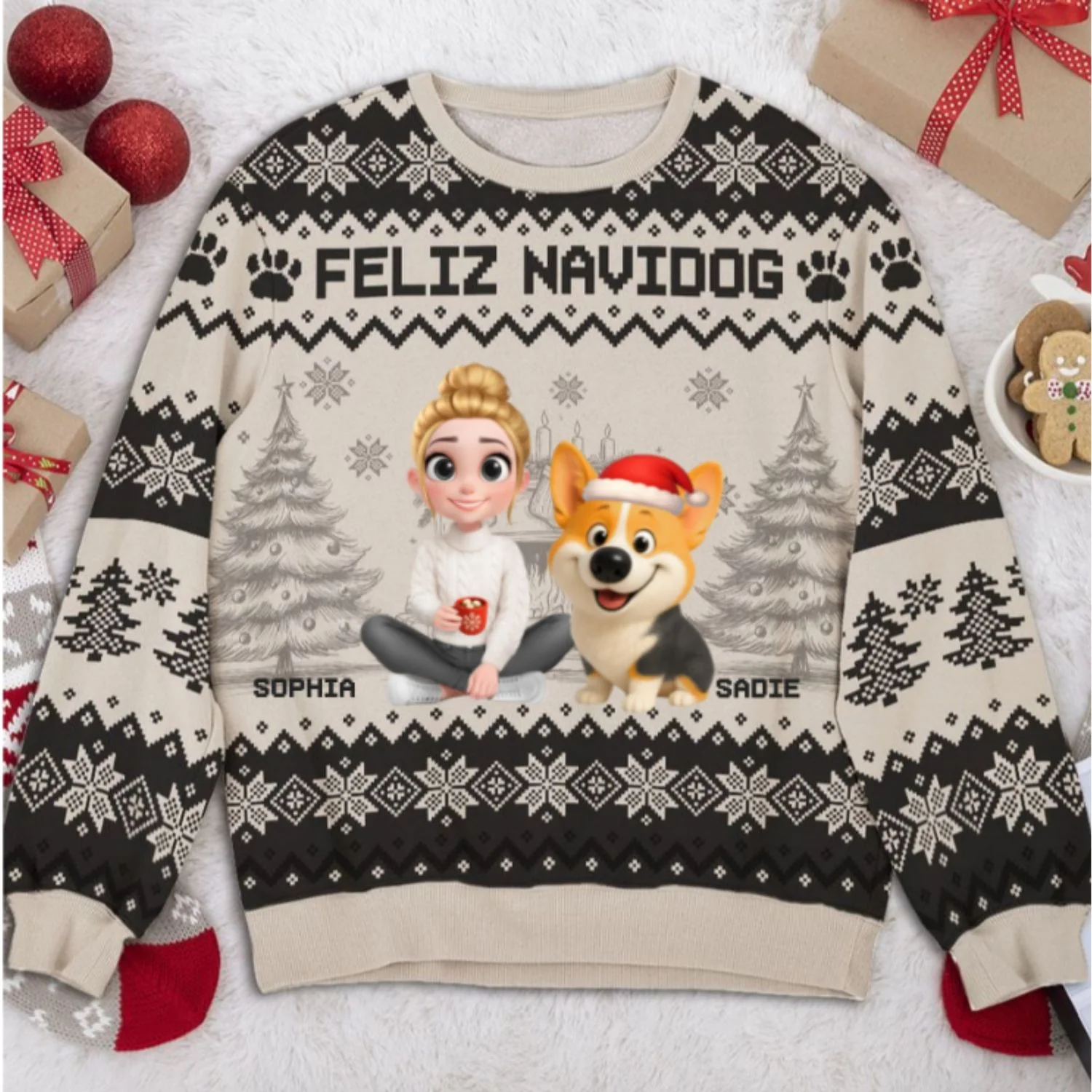 My Christmas Baby Dog - Personalized Custom All-Over-Print Sweatshirt - Image 7