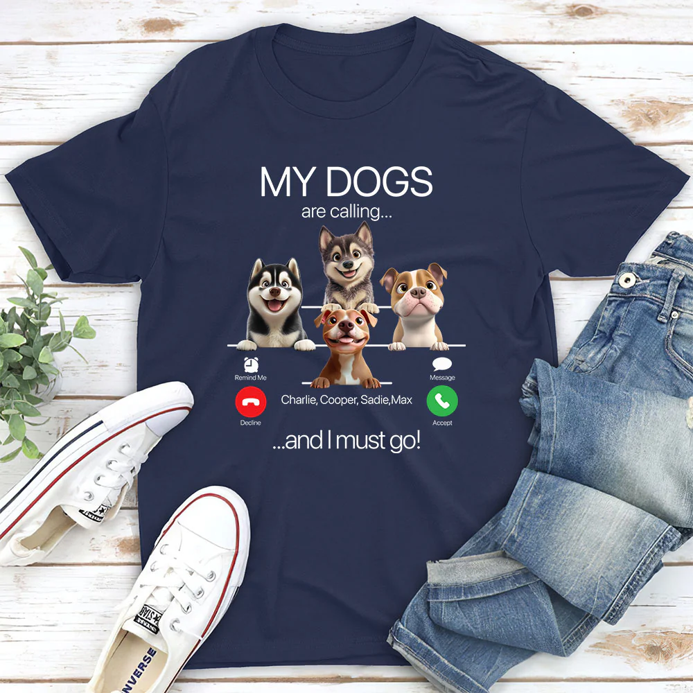My Dog Is Calling - Personalized Custom Unisex T-shirt - Image 4