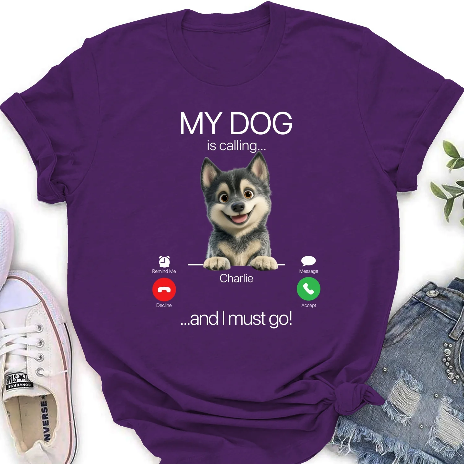 My Dog Is Calling - Personalized Custom Women's T-shirt - Image 10