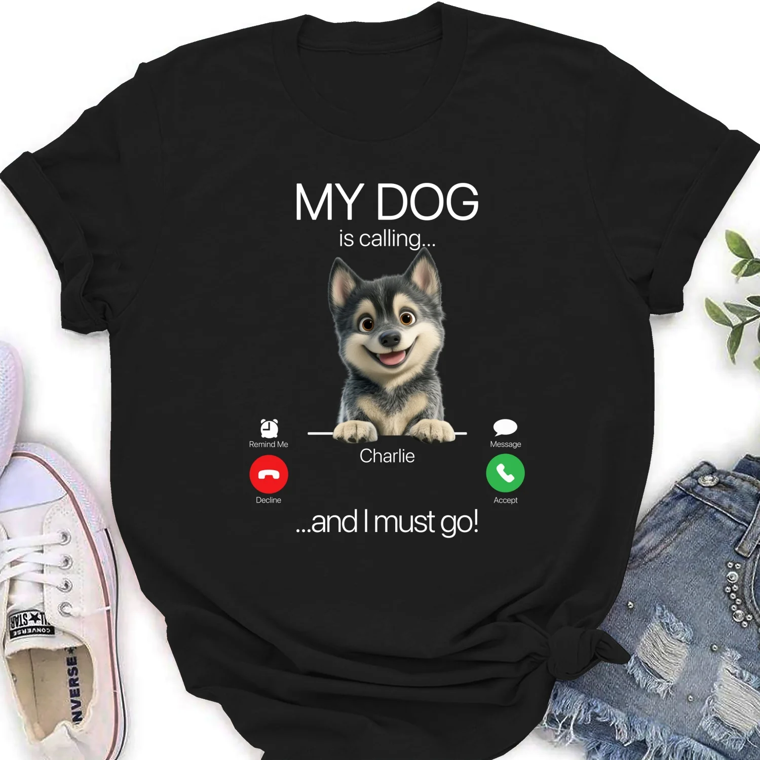 My Dog Is Calling - Personalized Custom Women's T-shirt - Image 6