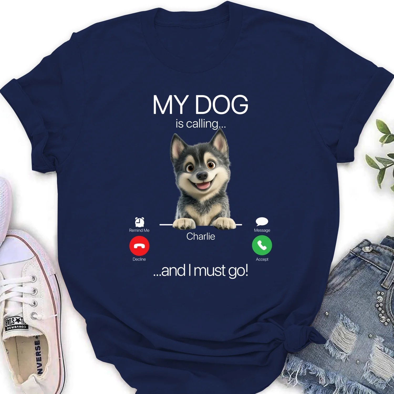 My Dog Is Calling - Personalized Custom Women's T-shirt - Image 7