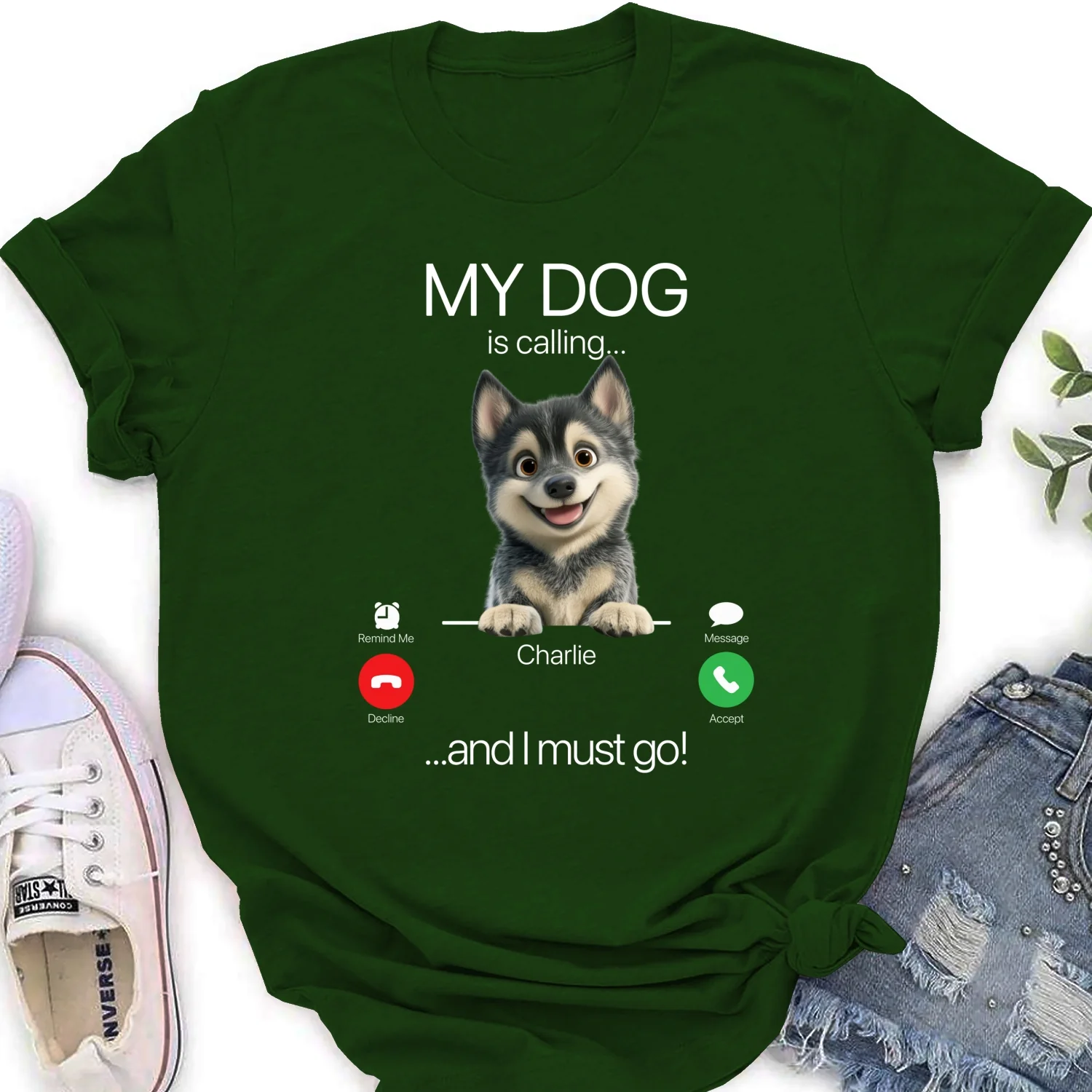 My Dog Is Calling - Personalized Custom Women's T-shirt - Image 8