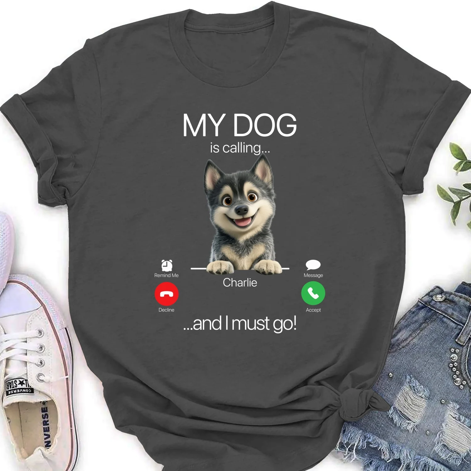 My Dog Is Calling - Personalized Custom Women's T-shirt - Image 9