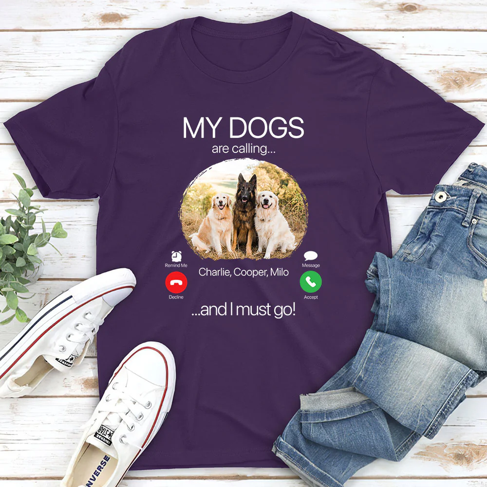 My Dog Is Calling Photo - Personalized Custom Unisex T-shirt - Image 3