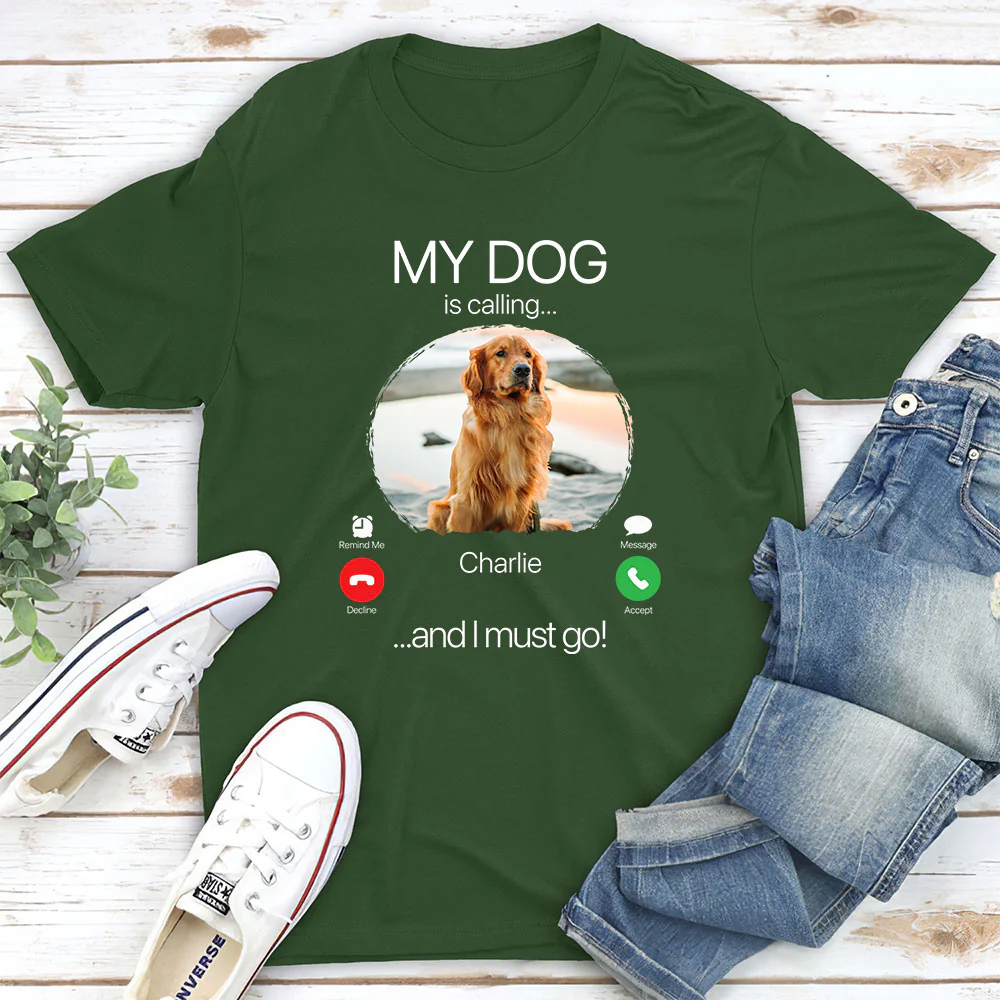 My Dog Is Calling Photo - Personalized Custom Unisex T-shirt - Image 5