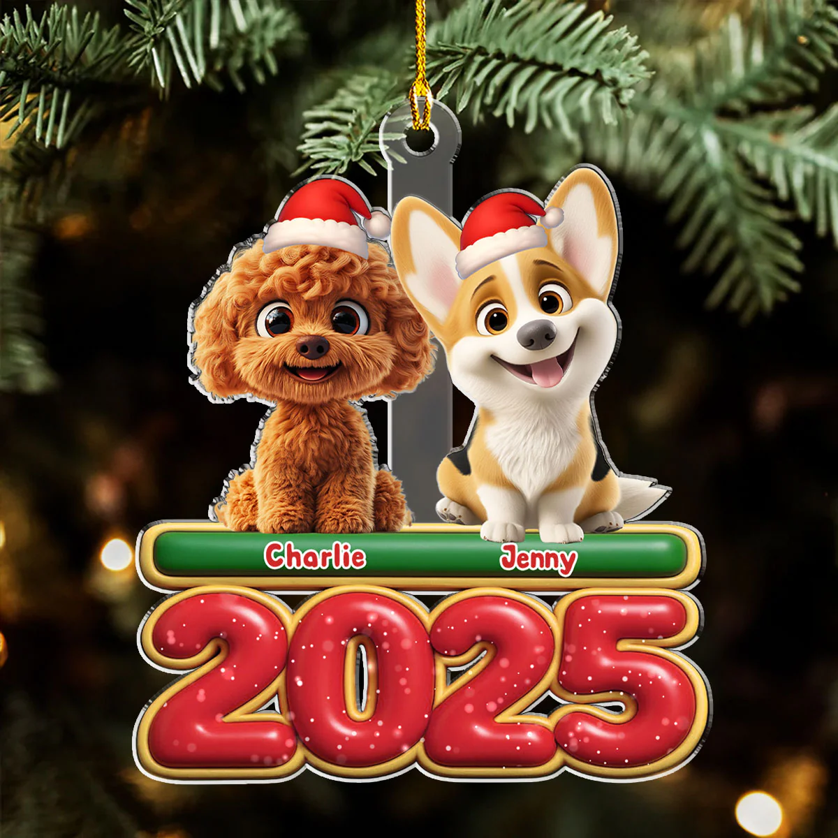 My Dog Is Here - Personalized Custom Acrylic Ornament - Image 4