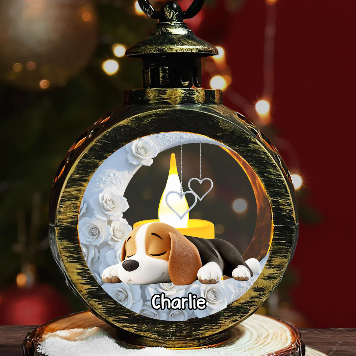 My Dog Is Sleeping On The Moon - Personalized Custom Christmas Lantern