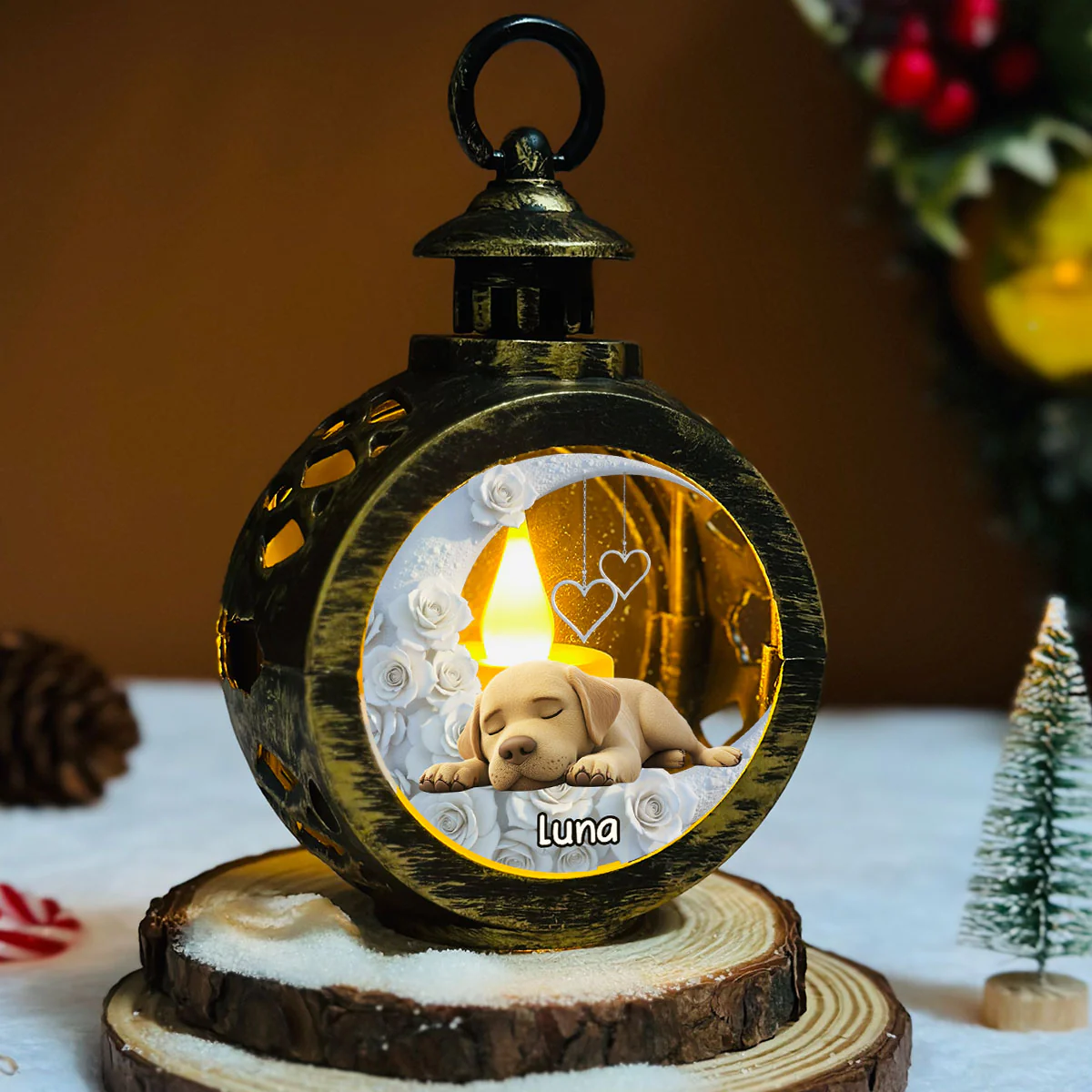 My Dog Is Sleeping On The Moon - Personalized Custom Christmas Lantern - Image 5