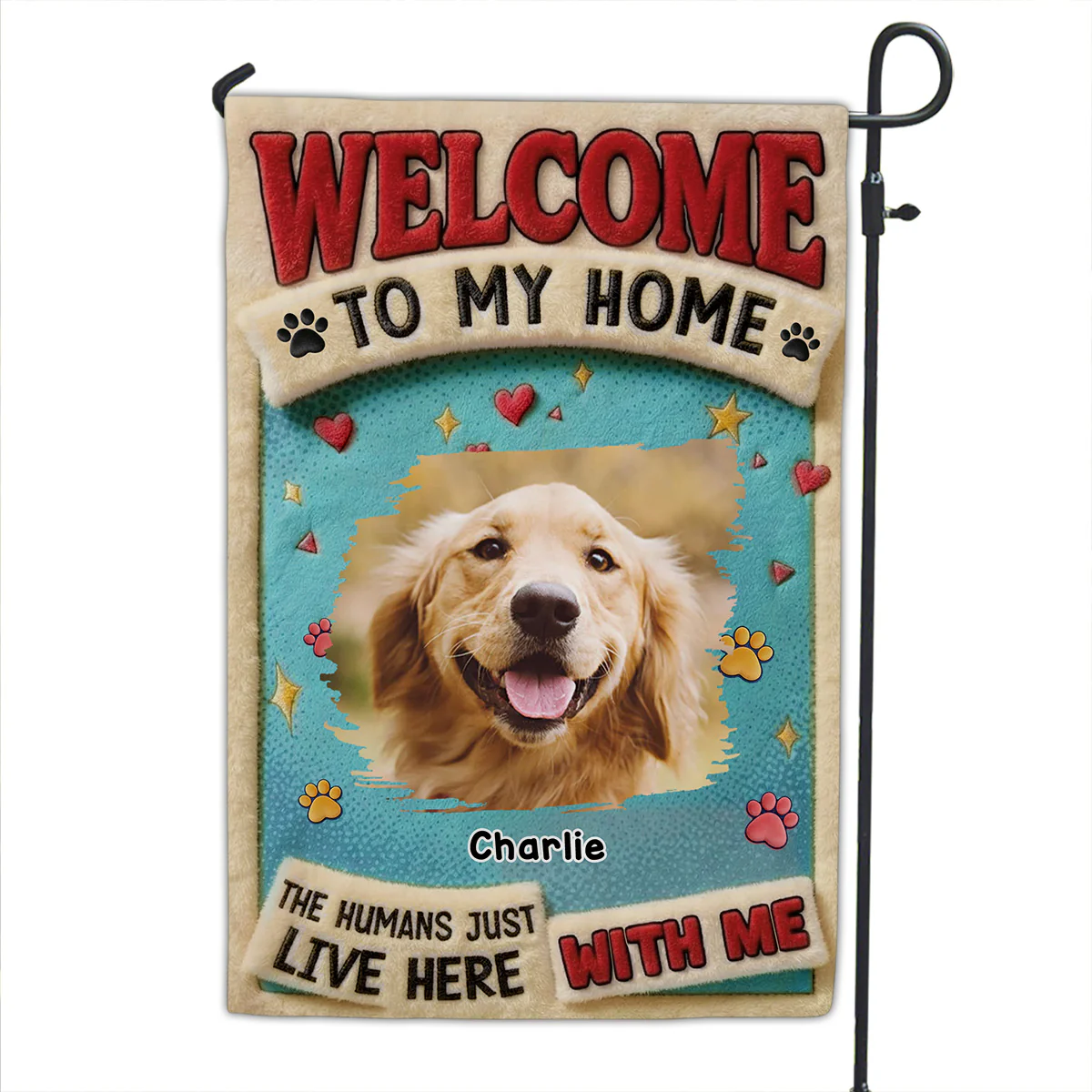 My Human Just Lives Here Photo - Personalized Custom Flag