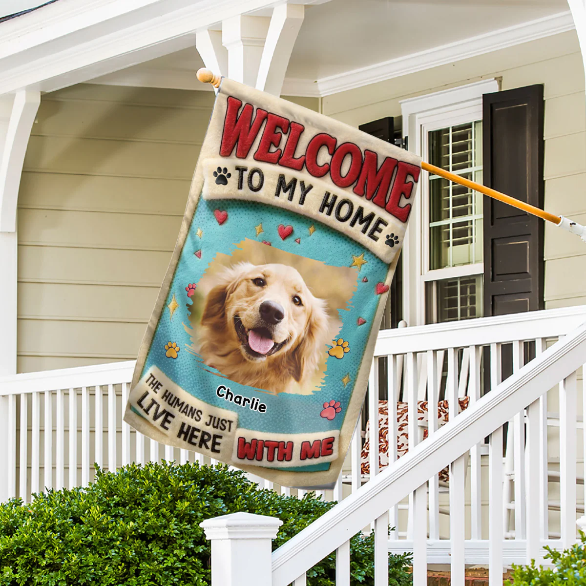 My Human Just Lives Here Photo - Personalized Custom Flag - Image 2