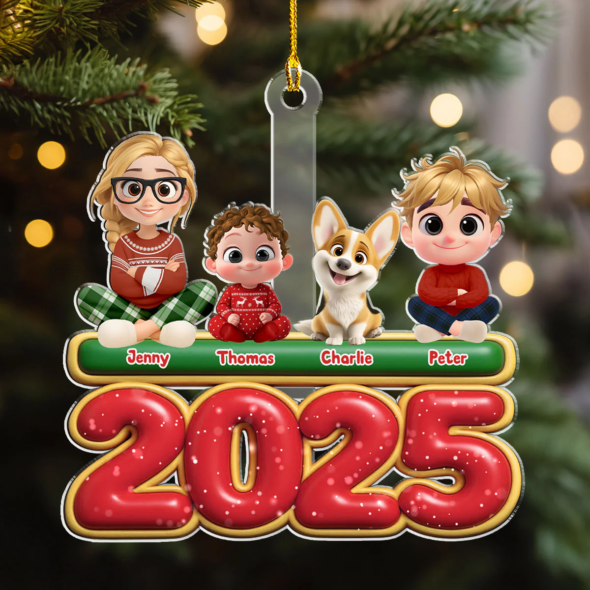 My Kids Is Here - Personalized Custom Acrylic Ornament - Image 2