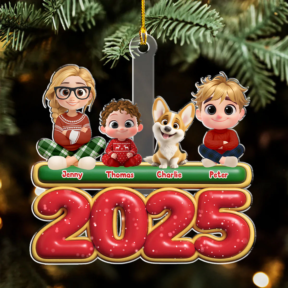 My Kids Is Here - Personalized Custom Acrylic Ornament - Image 3
