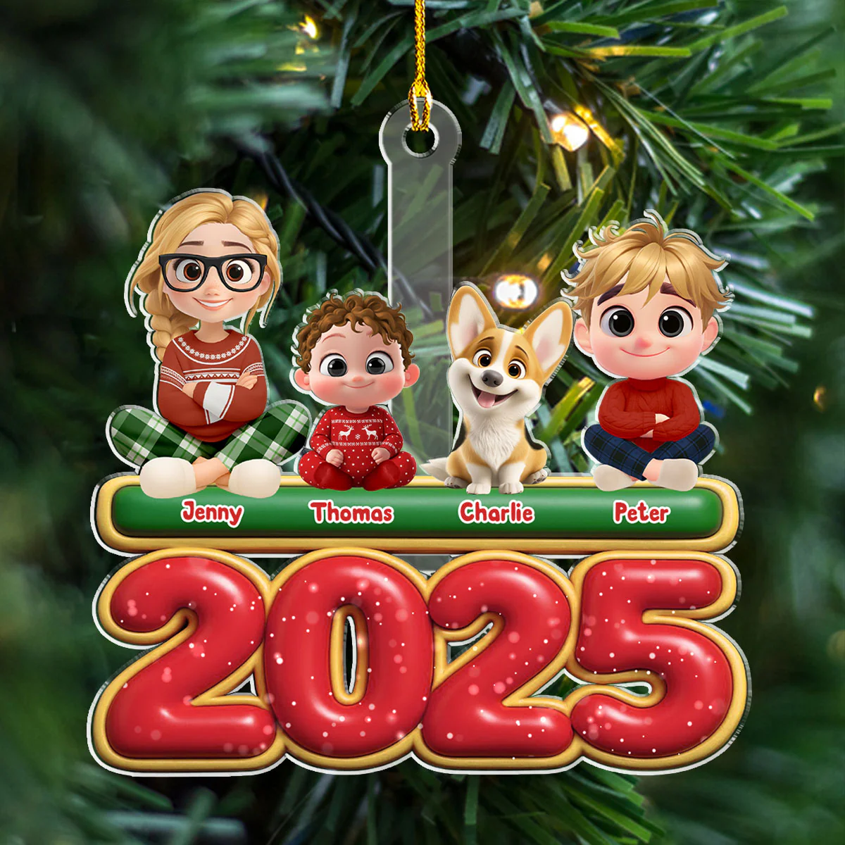 My Kids Is Here - Personalized Custom Acrylic Ornament - Image 4