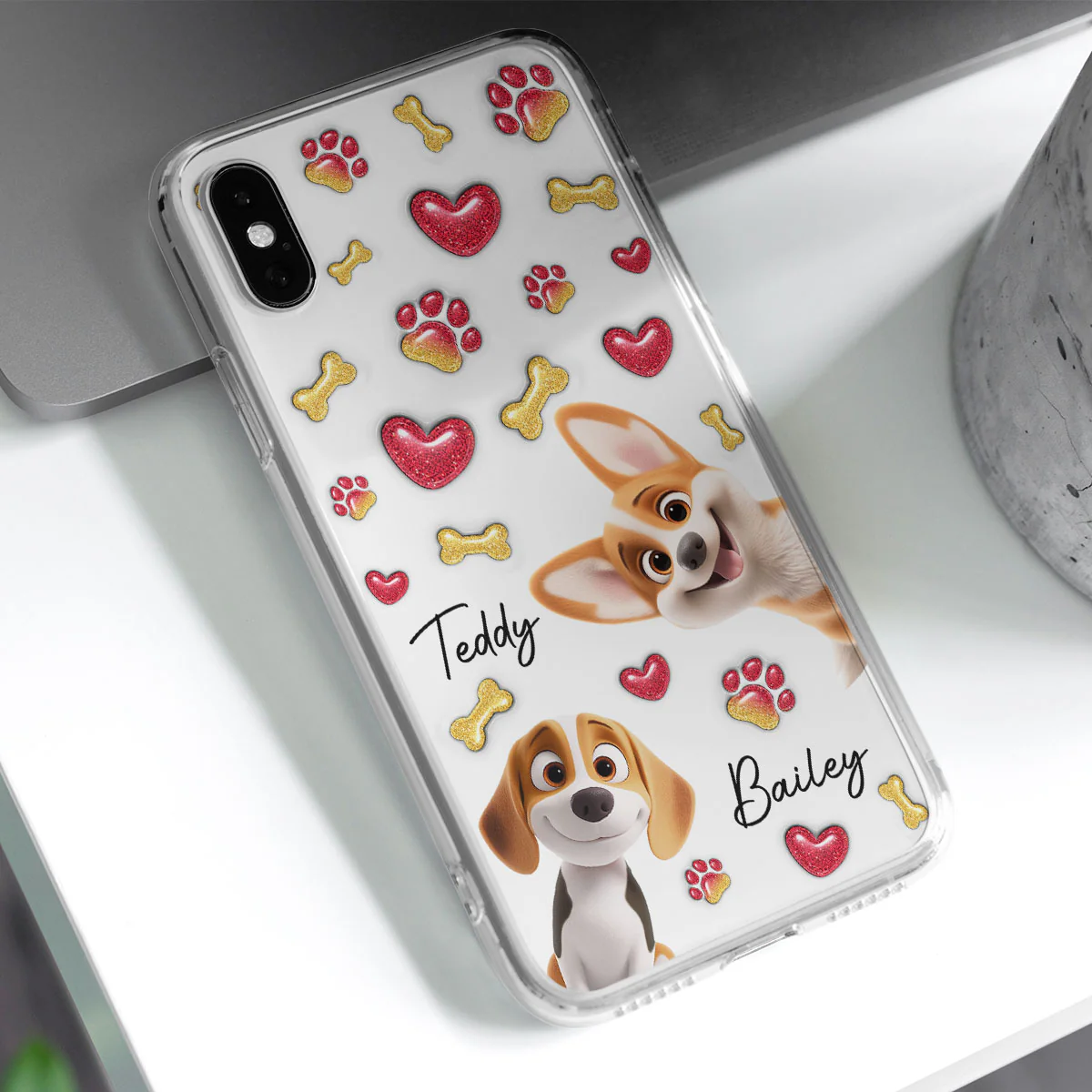 My Lovely Puppies - Personalized Custom 3D Inflated Effect Phone Case - Image 3